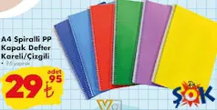 A4 SPİRALLİ PP KAPAK DEFTER KARELİ/ÇİZGİLİ 96 YAPRAK fiyat ve kampanya bilgisi